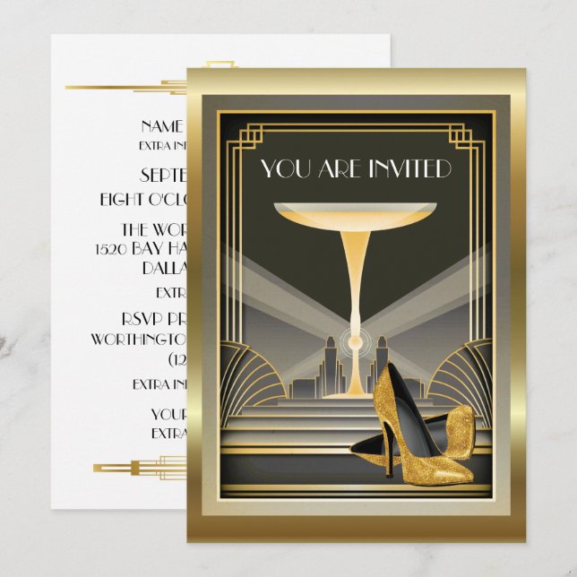 Deco Contemporary Gala Event 3 Invitation (Front/Back)