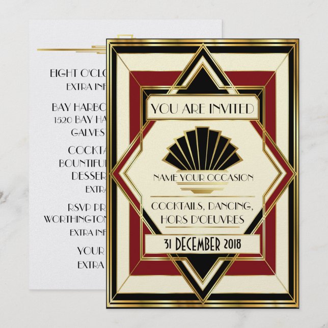 Deco Contemporary Gala Event Invitation (Front/Back)