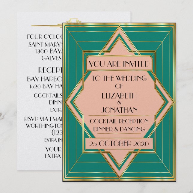 Deco Contemporary Wedding / Event Invitation (Front/Back)