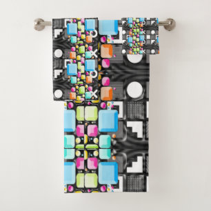 Deco Cubist Geometric Futuristic Bath Towel Set