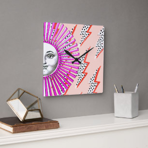 Deco Cubist Geometric Futuristic Square Wall Clock