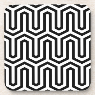 Deco Egyptian motif - black and white Coaster