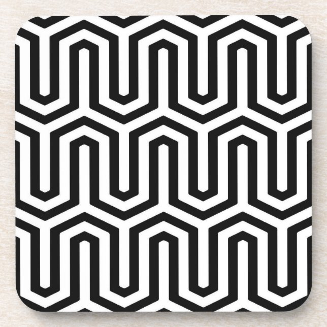 Deco Egyptian motif - black and white Coaster (Front)