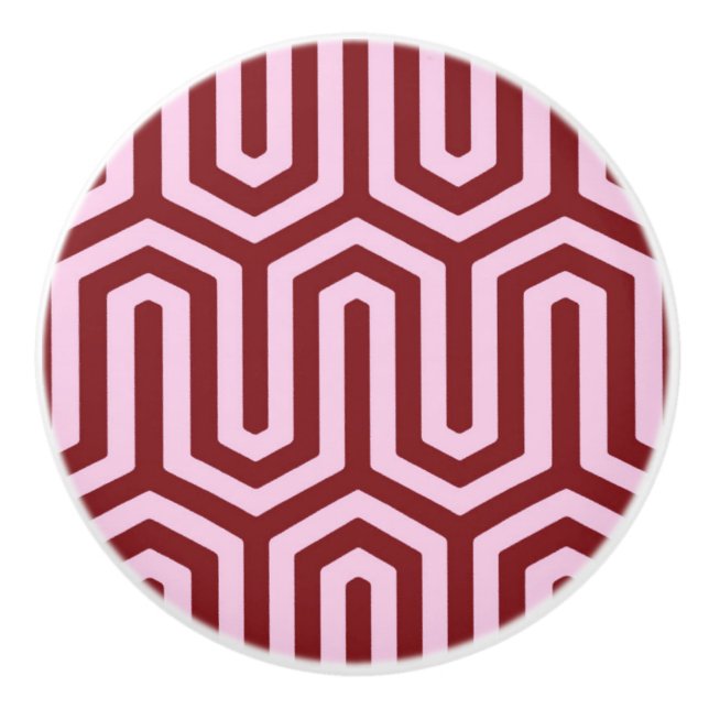 Deco Egyptian motif - burgundy and pink Ceramic Knob (Front)