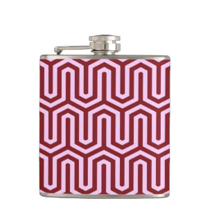 Deco Egyptian motif - burgundy and pink Hip Flask