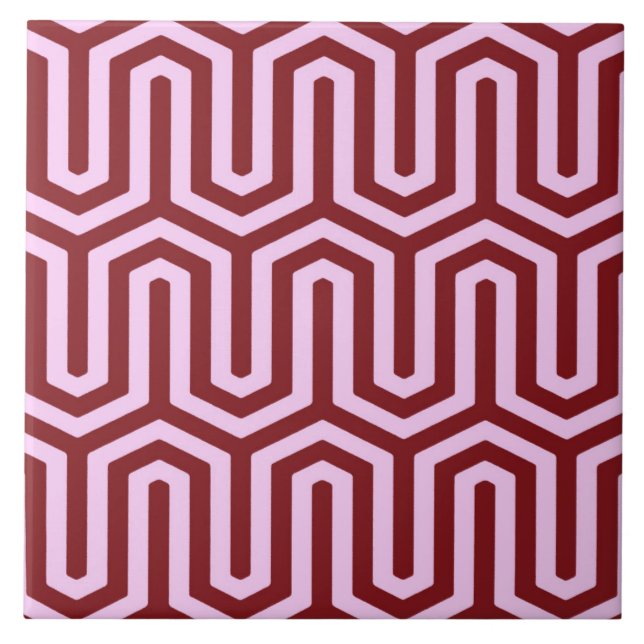 Deco Egyptian motif - burgundy and pink Tile (Front)