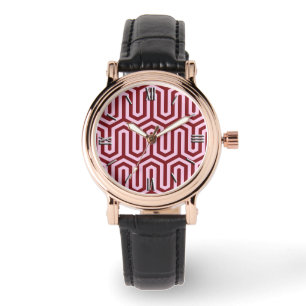 Deco Egyptian motif - burgundy and pink Watch