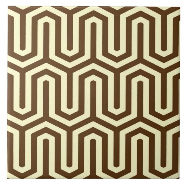 Deco Egyptian motif - chocolate and cream Tile (Front)