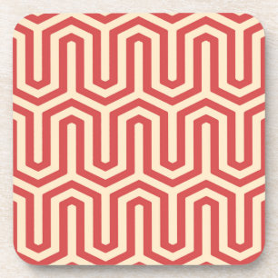 Deco Egyptian motif - coral orange Coaster