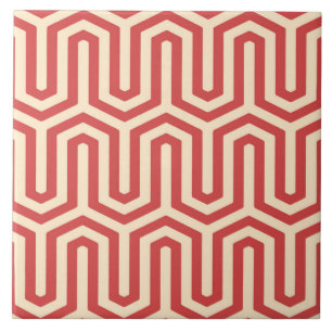 Deco Egyptian motif - coral orange Tile