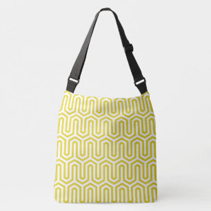 Deco Egyptian motif - mustard gold and white Crossbody Bag