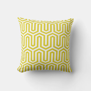 Deco Egyptian motif - mustard gold and white Cushion