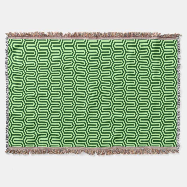 Deco Egyptian motif - pine green Throw Blanket (Front)