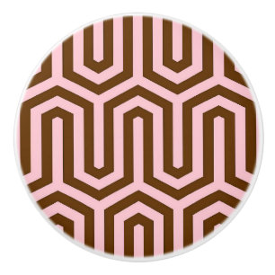 Deco Egyptian motif - pink and chocolate Ceramic Knob