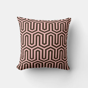 Deco Egyptian motif - pink and chocolate Cushion