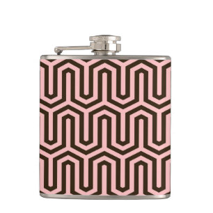 Deco Egyptian motif - pink and chocolate Hip Flask