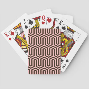 Deco Egyptian motif - pink and chocolate Playing Cards