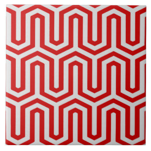 Deco Egyptian motif - red and grey Tile