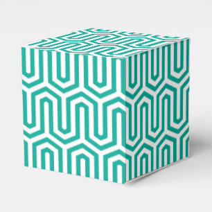 Deco Egyptian motif - turquoise and white Favour Box
