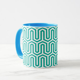 Deco Egyptian motif - turquoise blue and white Mug