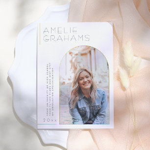 Deco Elegant Gold Arch Graduation Announcement