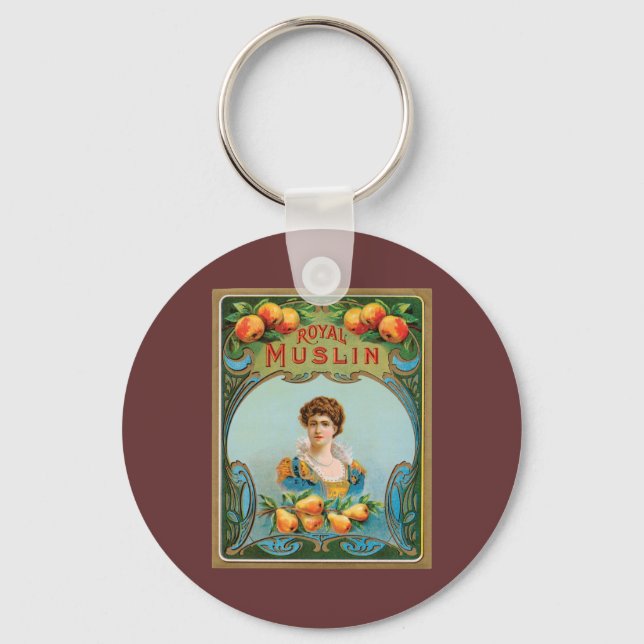 Deco Fabric Label Art Royal Muslin Key Ring (Front)