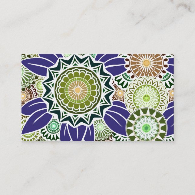 Deco Fandango in Olive and Grape Business Card (Front)