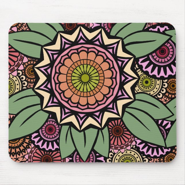 Deco Fandango in Orange and Green Mouse Mat (Front)