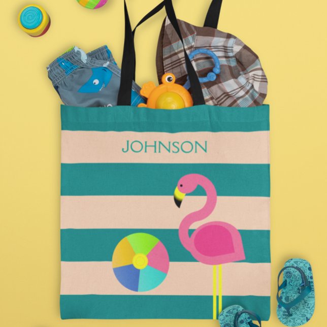 Deco Flamingo Personalised Beach Tote Bag (Creator Uploaded)