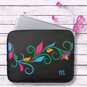 Deco Floral Monogram Laptop Sleeve