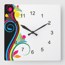 Deco Floral Square Wall Clock