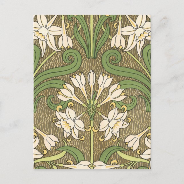 Deco Floral White Postcard (Front)