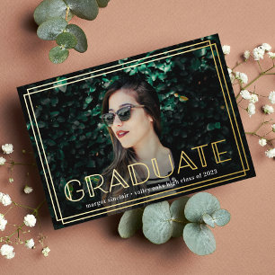 Deco Foil Overlay Photo Graduation Announcement