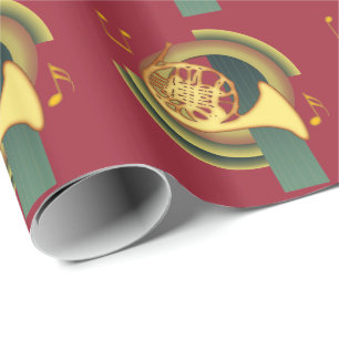 Deco French Horn Wrapping Paper