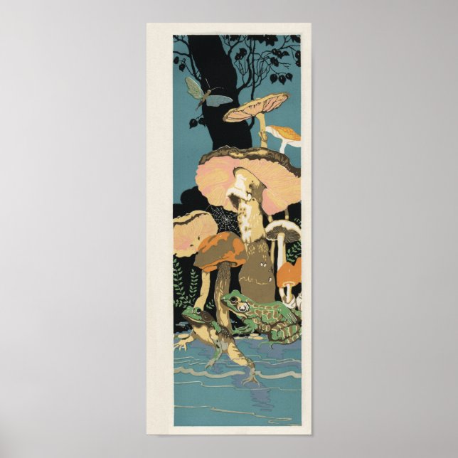 Deco frog toad mushroom poster (Front)