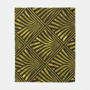 Deco Glam: Gold & Black Pattern Fleece Blanket