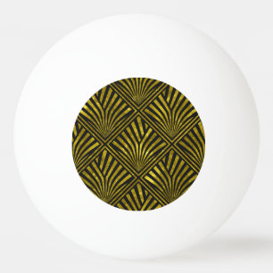 Deco Glam: Gold & Black Pattern Ping Pong Ball