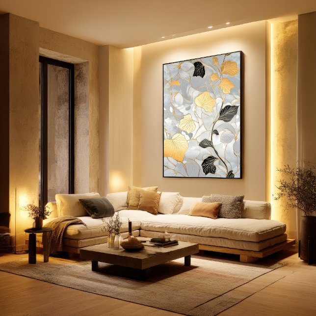 Deco Gold & Black Leaf Pattern Poster (Creator Uploaded)