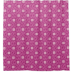 Deco Greek Key, Pink and Burgundy Shower Curtain