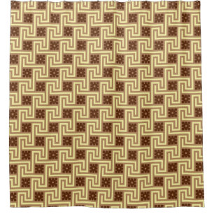 Deco Greek Key, Tan, Brown and Yellow Shower Curtain