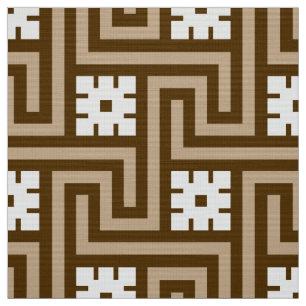 Deco Greek Key, Taupe Tan and Brown Fabric