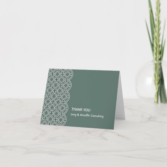 Deco green white circle pattern thank you card (Front)
