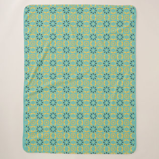 Deco Inspired Teal Gold Sherpa Throw Blanket