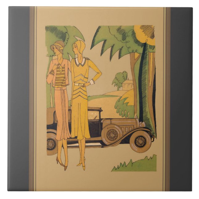 Deco Ladies And Car Tile (Front)