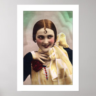 deco lady fun, flirty, colourful poster