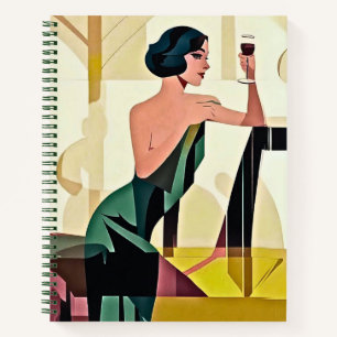 Deco Lady in Green Modern Art Journal