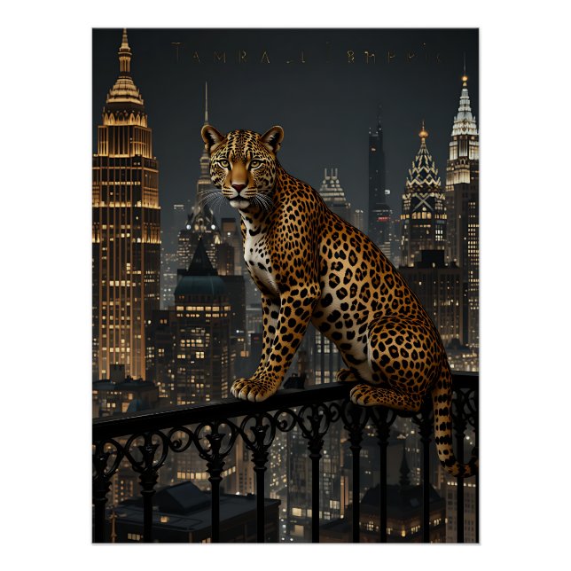 Deco Leopard: Art Deco Elegance Poster (Front)