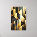 Deco & Luxe : Black and Gold Canvas Print<br><div class="desc">Stunning canvas print that combines the timeless elegance of Art Deco design with a modern, geometric twist. This breathtaking piece features a textured print that emulates the look of brushed metal in gold and black, making it a bold statement piece that will add sophistication and style to any space. The...</div>