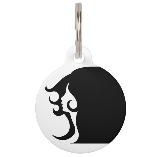 Deco Mod Woman Round Pet Tag (Front)