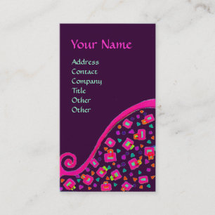 DECO MONOGRAM , Pink Fuchsia Purple Business Card